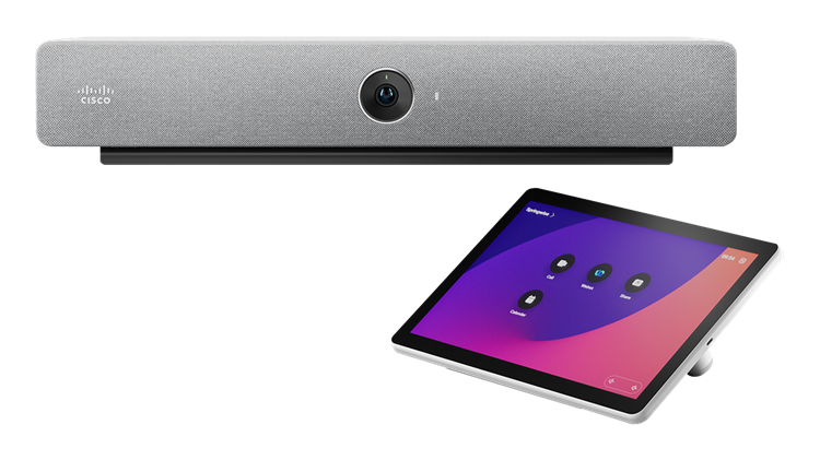 Cisco CS-BAR-MM-K9 | Video bar kit, First Light white, integrated UHD camera/mics/speakers, HDMI display output, Ethernet + Wi‑Fi/Bluetooth, includes table touch controller