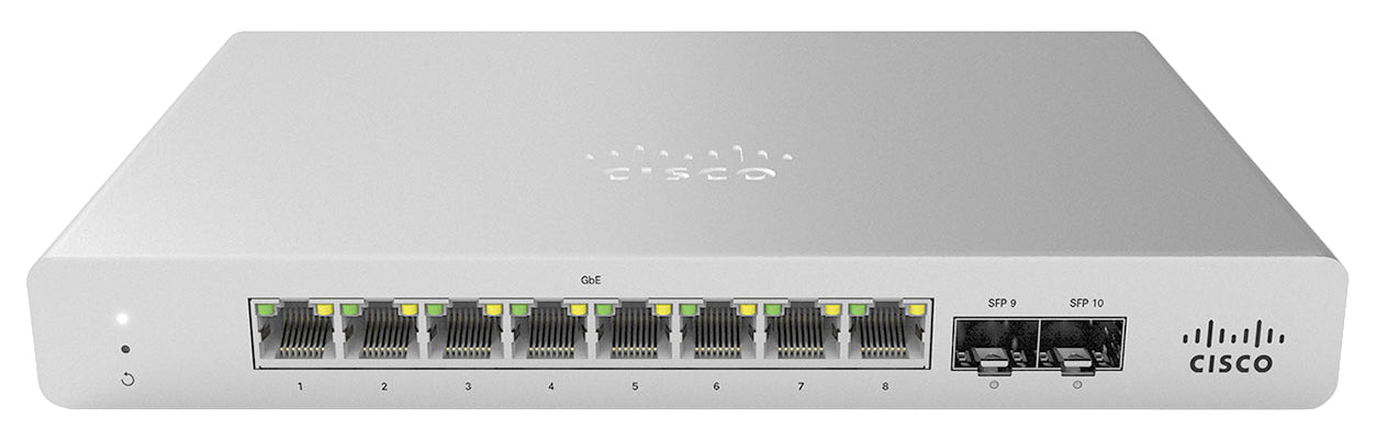 Meraki MS120-8-HW | 8x 1G access, non-PoE, 2x 1G SFP uplinks, L2 cloud-managed, Enterprise license