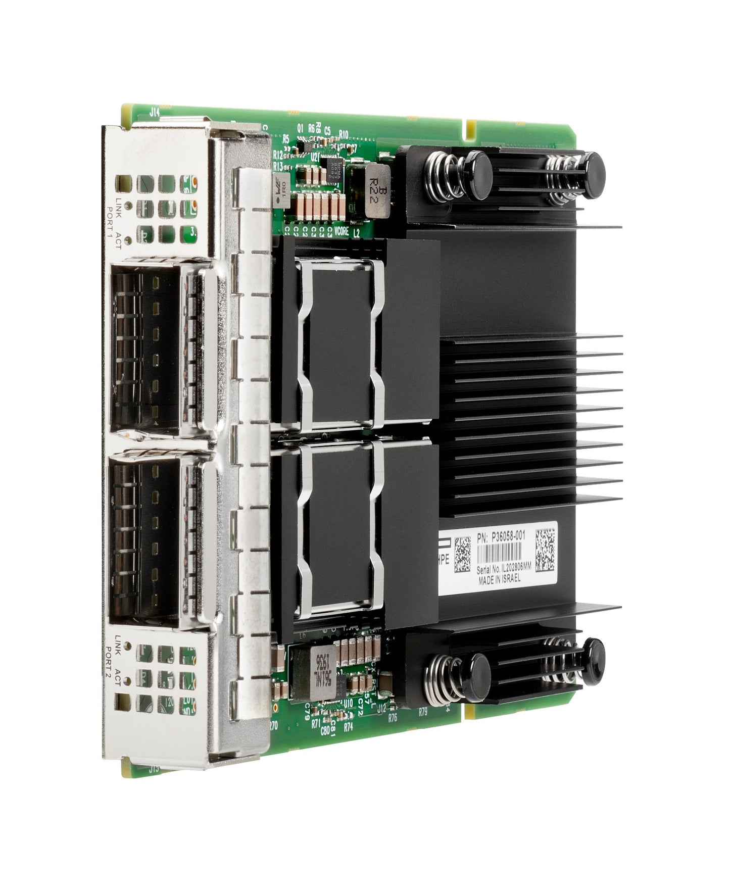 HPE P31348-B21 silver black network switch with heatsinks