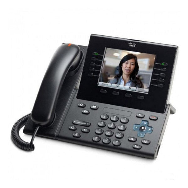 Cisco CP-9951-CL-K9 VoIP deskphone with black keypad, color screen, corded handset