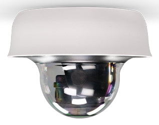 Silver dome security camera with clear lens and white cover in Physical Security collection