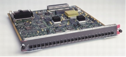 Cisco WS-X6324-100FX-MM silver circuit board with pink connectors