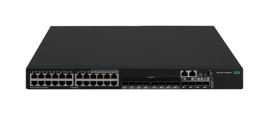 HPE R8M25A black Cisco switch with 24x 1G RJ-45 and 4x 10G SFP+ ports