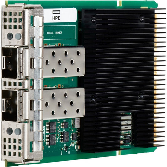 HPE P31618-B21 10GbE 4x RJ45 PCIe 3.0 switch module with green PCB and black heatsinks