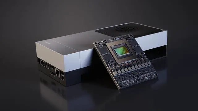 NVIDIA Jetson AGX Thor dev kit with modular white-black system and touchscreen