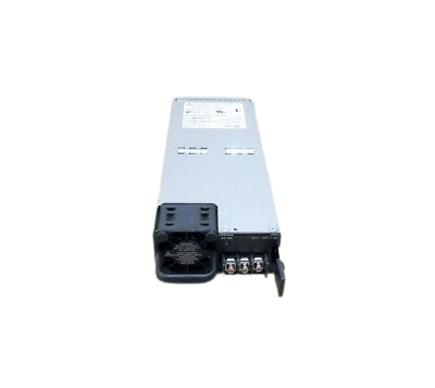 Silver-colored cisco pwr-4460-650-dc2 redundant 650w dc power supply unit with black connectors and ventilation grille back side