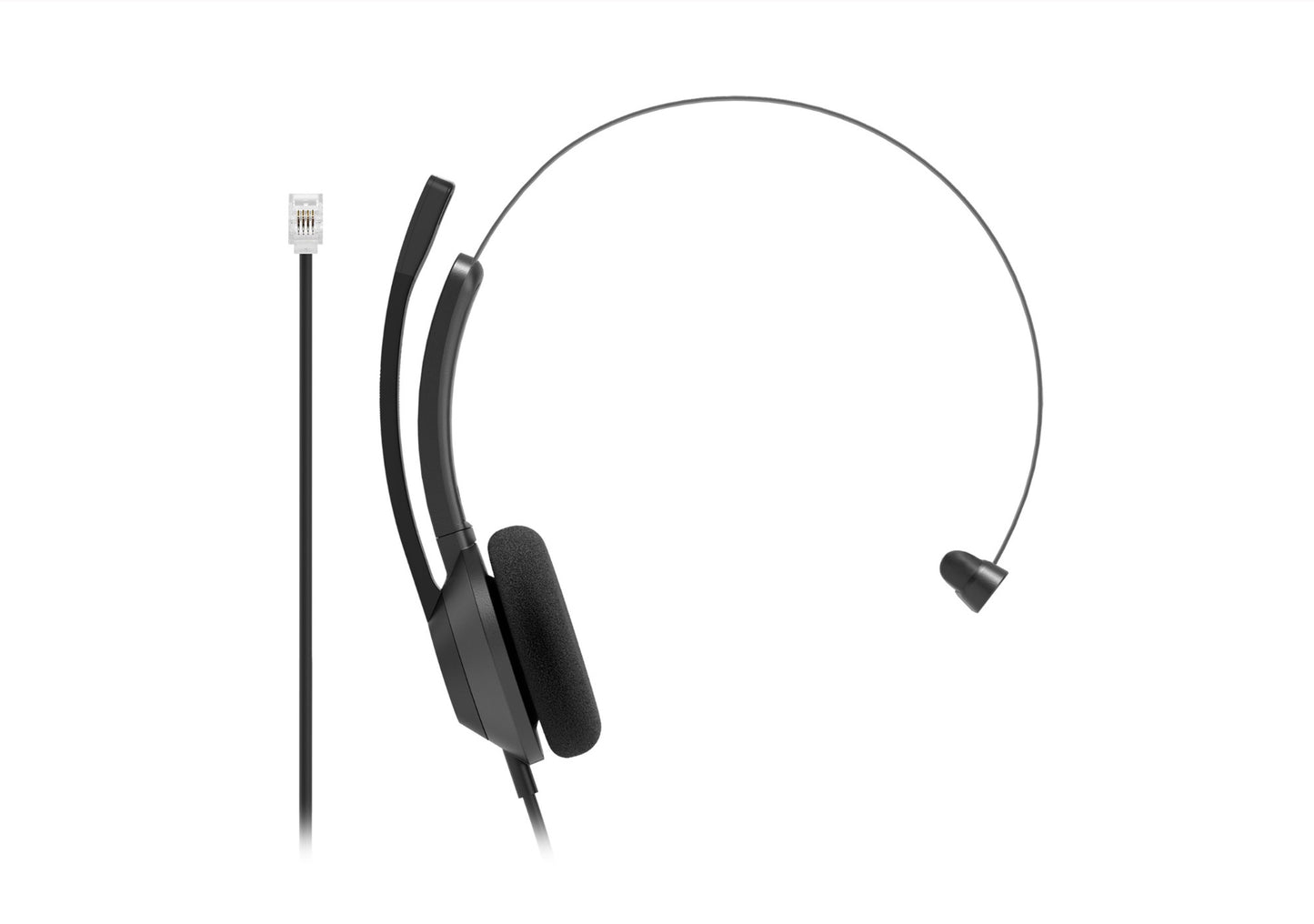 Cisco HS-W-321-C-RJ9 | Wired mono on-ear | RJ9 for IP phones | Noise-canceling boom mic | Wideband audio | Carbon Black