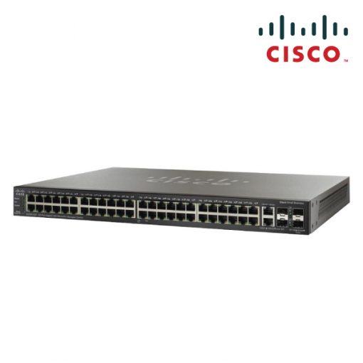 Cisco SG500-52P-K9-AU black switch with 48 PoE+ ports and logo