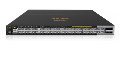 Aruba J9836A server rack: black silver with orange logo, 48x 1G PoE+ ports