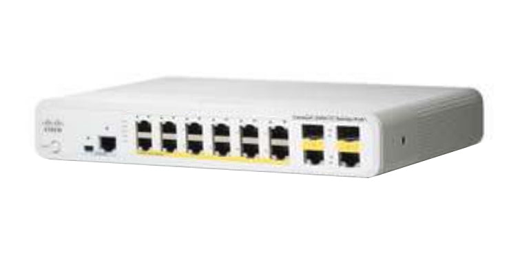 Cisco WS-C2960C-12PC-L white switch with 12 FE PoE+ ports