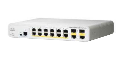 Cisco WS-C2960C-12PC-L white switch with 12 FE PoE+ ports