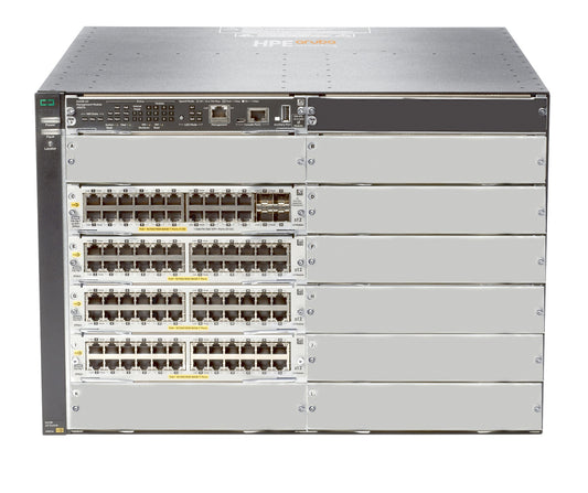 Aruba JL001A | 92x 1G PoE+ (802.3at) | 4x 10G SFP+ uplinks | L3 feature set (base) | modular chassis (no PSU)