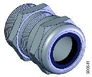 3D-printed gray black mechanical connector with hexagonal grooves for Cisco IR-IP67GLAND