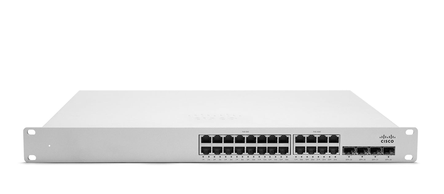Meraki MS350-24X-HW | 24x mGig (1/2.5/5G) UPoE, 4x 10G SFP+ uplinks | License: Enterprise