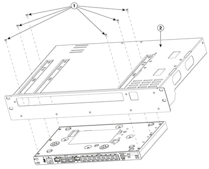 Black metal 19in fixed rack mount kit with multiple brackets and ventilation slots for cisco c8140-g2 appliance back side