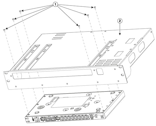 Black metal 19in fixed rack mount kit with multiple brackets and ventilation slots for cisco c8140-g2 appliance back side