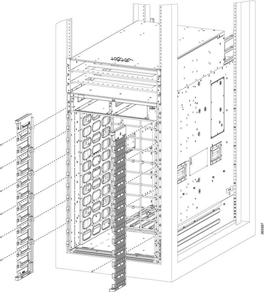 Cisco 8812-CBLMGMT | 8812 chassis cable management kit | left/right cable guides | tool-less rail attach | maintains bend radius & strain relief