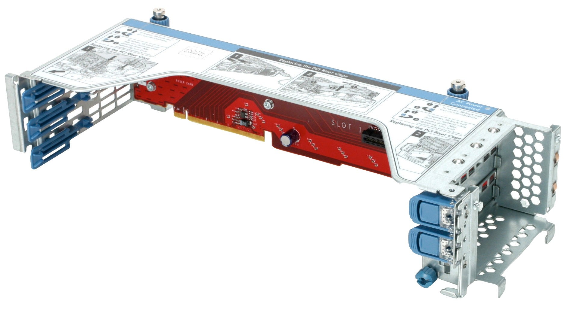 HPE P01011-B21 DL Gen10 PCIe riser with red silver graphics card