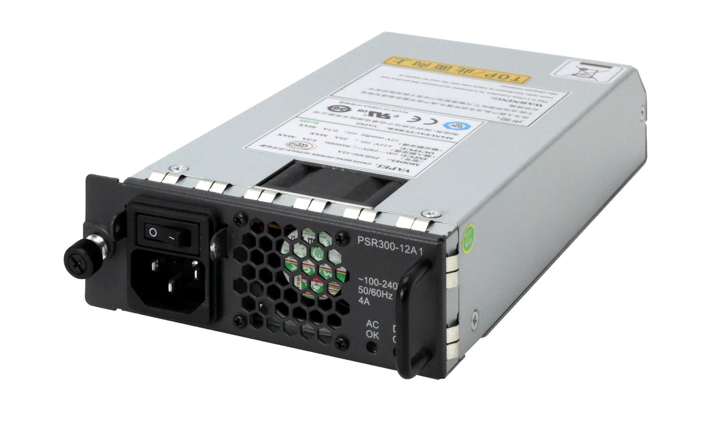 HPE JG527A 300W modular switch PSU with green LEDs, black, 100-240V input