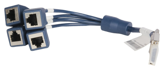 HPE JG263A Mini D-28 to 4x RJ45 breakout cable, 0.3m blue splitter