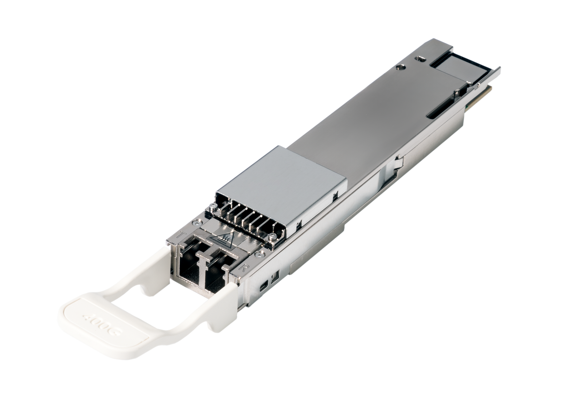 Cisco DP04QSDD-LLH-A1 400G QSFP-DD silver transceiver with LC connectors