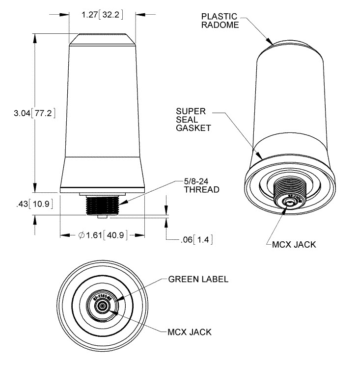 Cisco ANT-MP2-I-O-SS-M | Multi-purpose integrated antenna kit | 2x internal coax leads | LTE/4G + WPAN | indoor/outdoor | mounting hardware