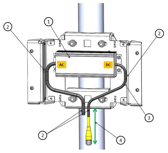 Cisco AIR-ACCPMK3700 outdoor AP pole-mount kit with black silver adapter yellow cable
