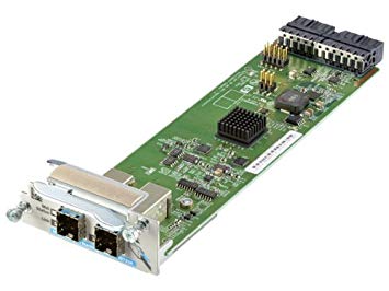 Aruba J9733A NIC with green PCB, 2x stacking ports, up to 40 Gbps