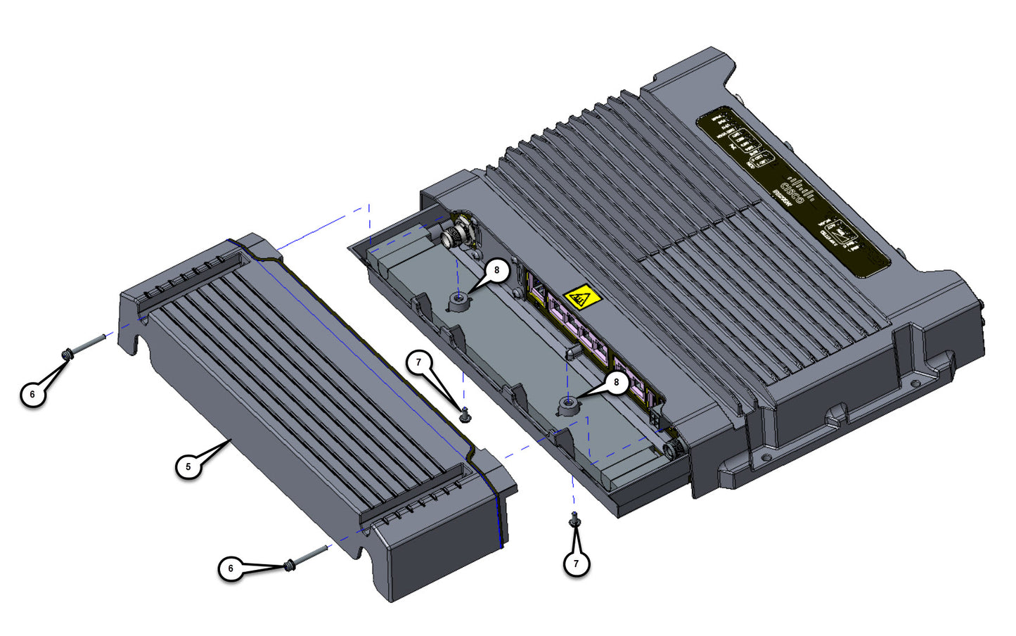 Cisco IR829 IP54 kit with black silver cooling heatsink for industrial router