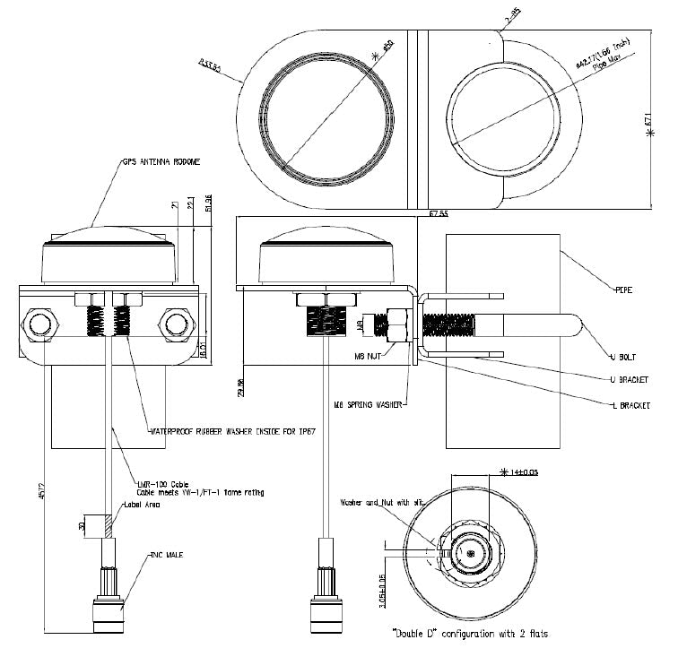Cisco ANT-GNSS-OUT-TNC | Outdoor active GNSS antenna, 15‑ft integrated lead, TNC, multi‑constellation (GPS/GLONASS/Galileo/BeiDou)