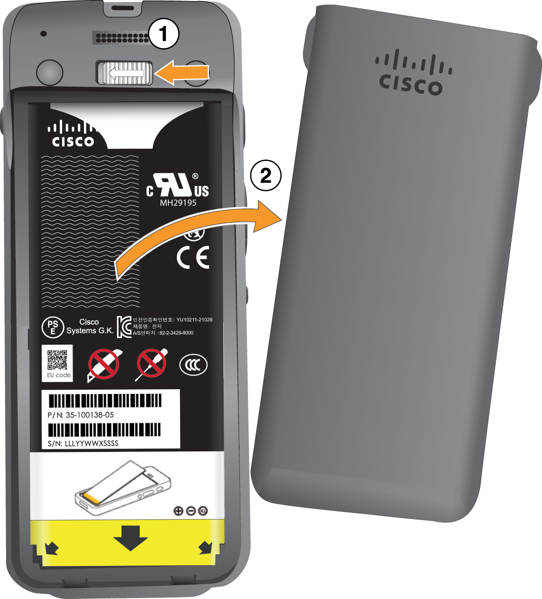 Gray cisco wireless access point with matte finish and rounded edges shown from the back for wireless phone 9821 battery replacement