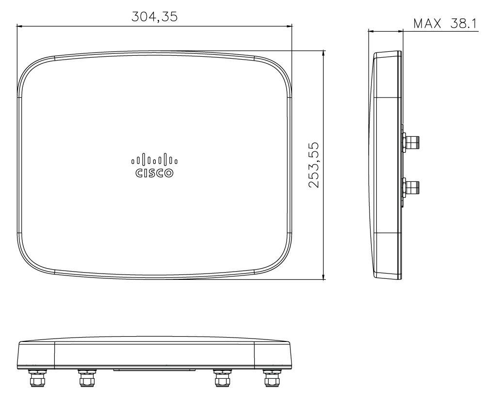 Cisco meraki cw-ant-t-d4-n outdoor wireless access point with rounded rectangular metallic design and tri-band antenna