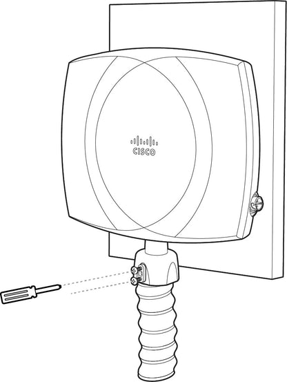 Meraki cw-acc-kit2 outdoor ap accessory kit showing the back of a cisco wireless 9177 with ribbed mounting bracket