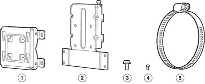 Black metal Meraki CW-MNT-VERT3 mounting bracket with integrated screw holes and side tabs for vertical pole and wall mount