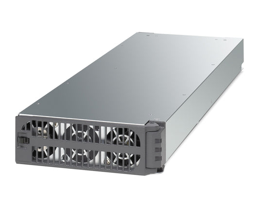 Cisco PWR-4.4KW-DC-V3 power module in silver server rack with cooling fans