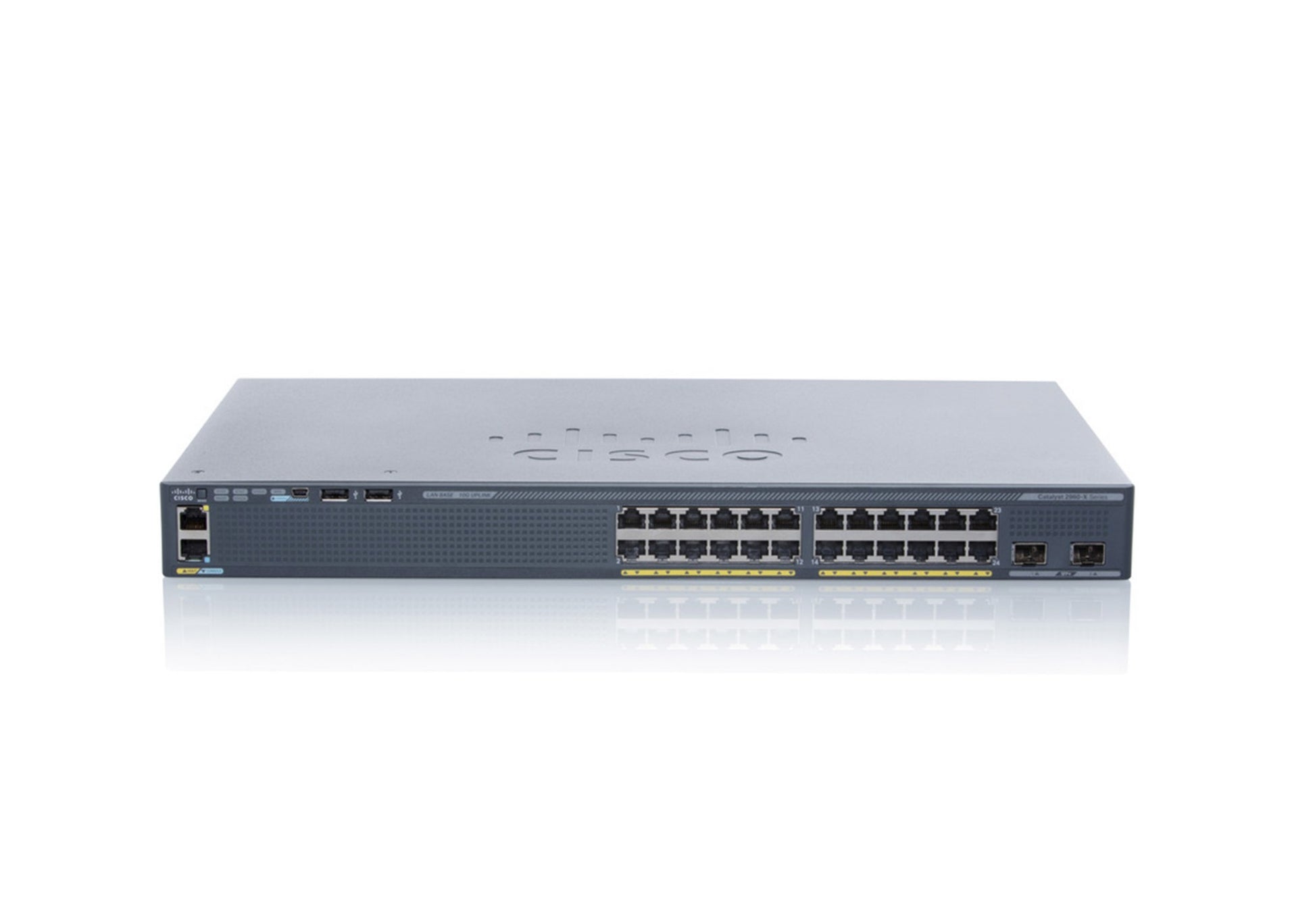 Cisco WS-C2960X-24TD-L switch with 24x 1G ports and 2x 10G uplinks