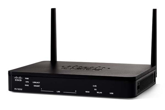 Cisco RV160W-A-K9-AU | Gigabit VPN router, 4x GE LAN, 1x GE WAN, Wi‑Fi 5 dual‑band, SD‑WAN/LTE: No/No