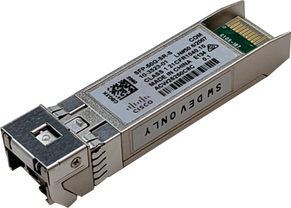 Cisco SFP-50G-SR-S 50G QSFP+ transceiver module with green label