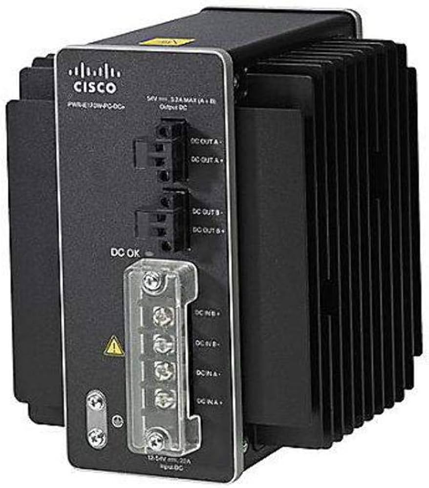 Cisco PWR-IE170W-PC-AC 170W AC-DC industrial power supply with heatsinks and ports