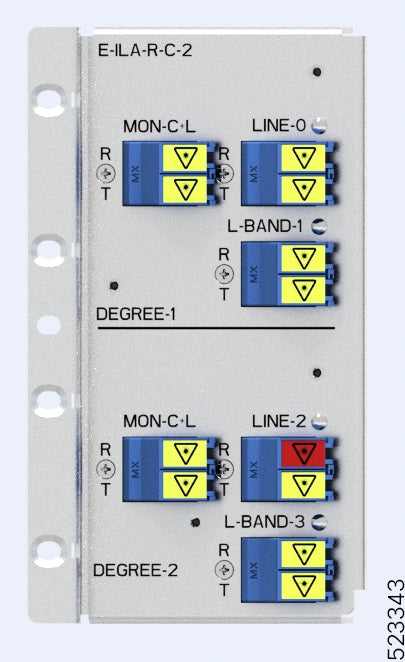 Cisco NCS1K-E-ILA-R-C-2 C-band ILA module with blue yellow connectors