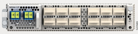 Cisco NCS1K4-1.2T-LW-K9 silver server rack with 100G QSFP28 and DWDM L-band components