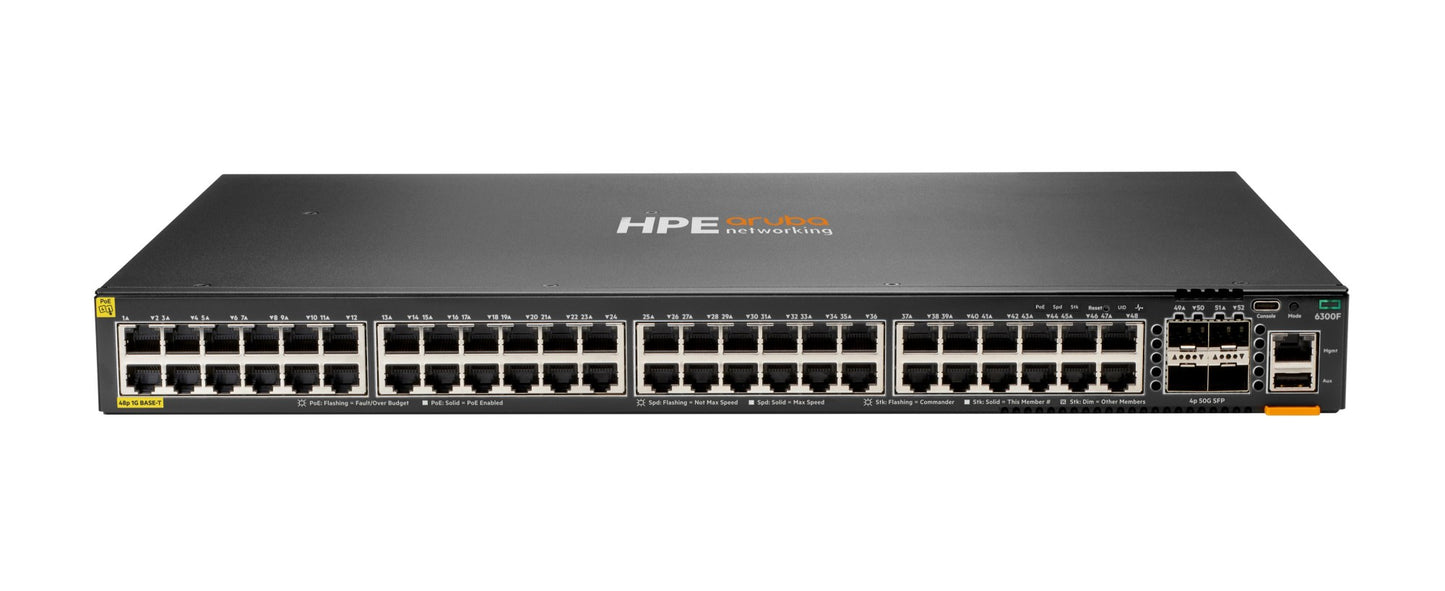 Aruba JL665A switch with 48 PoE ports and 4 SFP56 uplinks