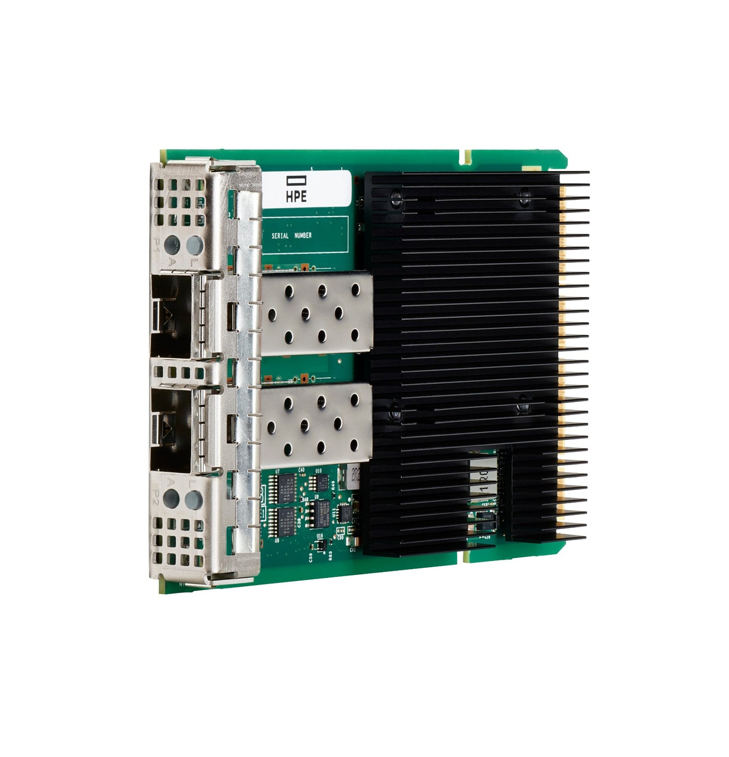 HPE P08452-B21 10GbE OCP 3.0 network card with green PCB and heatsink