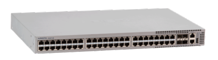 Silver metal arista dcs-7010t-48-f 48-port gigabit switch with 4x 10g sfp+ ports and sleek rectangular design
