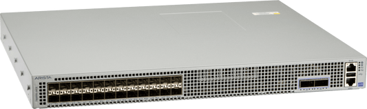 Arista DCS-7020SR-24C2-F | 24x SFP+ 10G, 2x QSFP28 100G uplinks, non‑PoE, AlgoMatch ACL, front‑to‑rear airflow, dual AC PSUs