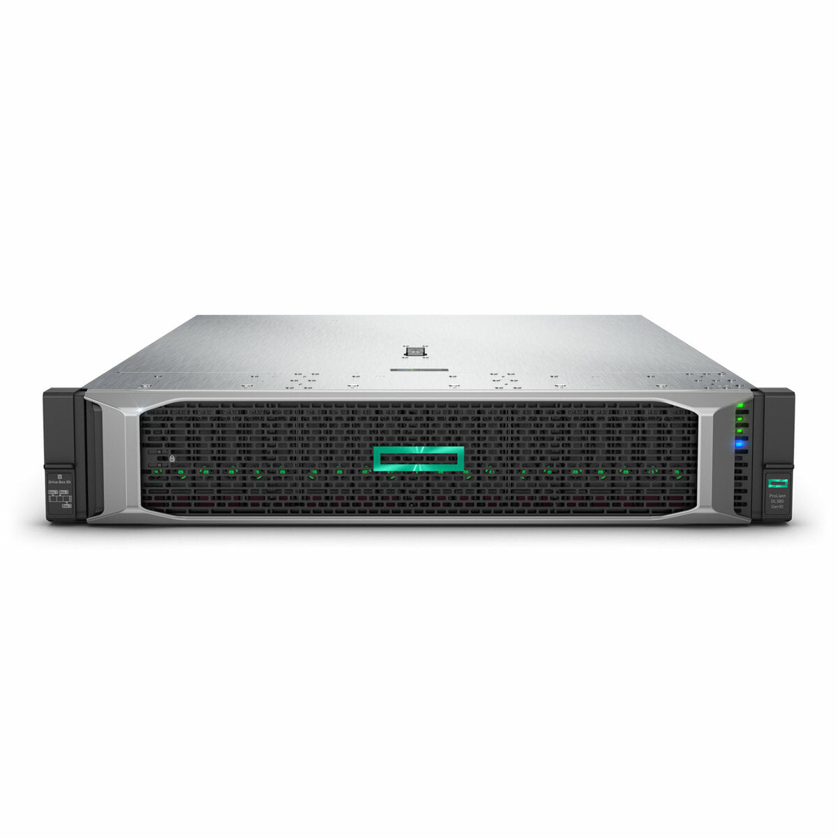 HPE HPE-DL380-G10 | 2U rack | dual Intel Xeon Scalable | DDR4 ECC | up to 24x SFF or 12x LFF bays (SAS/SATA/NVMe options) | iLO 5 | PCIe Gen3 | FlexibleLOM/OCP NIC