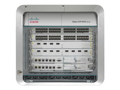 Cisco ASR-9006-SYS router in silver and black with 4 LC slots
