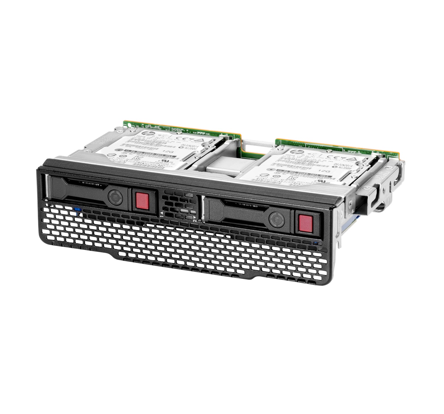 Black HPE P36675R-B21 2x 2.5in SFF hot-swap drive cage with red indicator lights for Gen10 Plus servers
