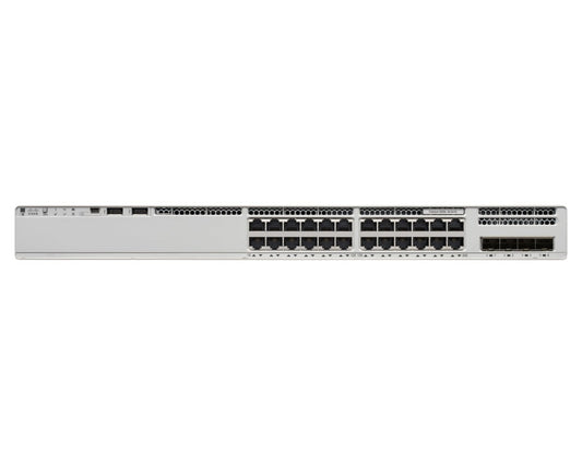 Silver Cisco Catalyst 9500 series switch, 24x 1G ports, 4x 10G SFP+ uplinks