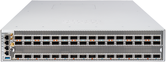Cisco 8212-48FH-AC-MT white metal server rack with perforated front panel and ports